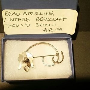 Vintage Beau Sterling Beaucraft Hound Dog Brooch